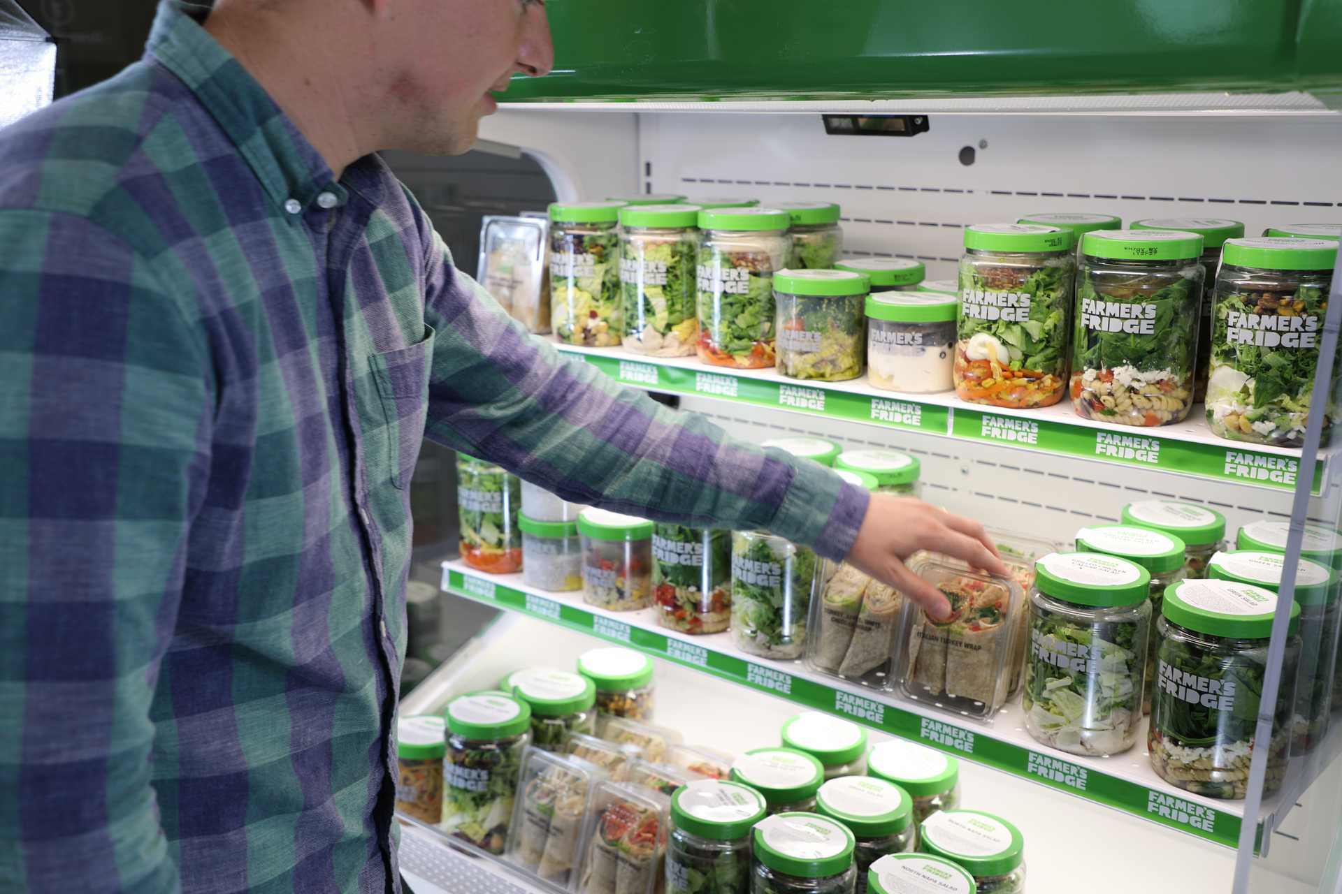 Photo of Farmer's Fridge products in a retailer's cooler